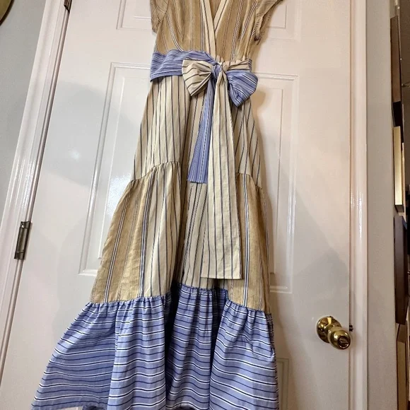 Sandro Long Sleeveless Asymmetric dress w stripes. EU-34 (US-S or size 2) - Picture 14 of 16